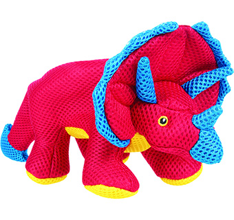 GODOG® DOUBLE DINO FRILLS SQUEAKY PLUSH DOG TOY RED SMALL 1/PKG
