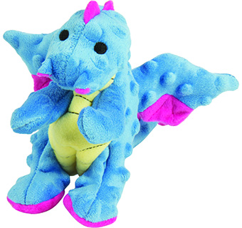 GODOG® DRAGONS SQUEAKY PLUSH DOG TOY PERIWINKLE SMALL 1/PKG
