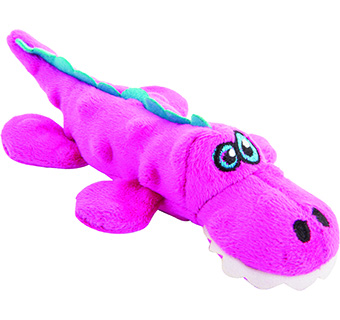 GODOG® JUST FOR ME GATORS SQUEAKY PLUSH DOG TOY PINK MINI 1/PKG