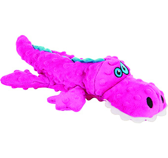GODOG® GATORS SQUEAKY PLUSH DOG TOY PINK LARGE 1/PKG