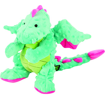 GODOG® DRAGONS SQUEAKY PLUSH DOG TOY SEAFOAM LARGE 1/PKG