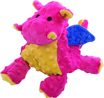 GODOG® DRAGONS SQUEAKY PLUSH DOG TOY CORAL LARGE 1/PKG