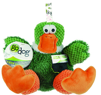 GODOG® CHECKERS™ JUST FOR ME SITTING DUCK SQUEAKY PLUSH DOG TOY MINI 1/PKG