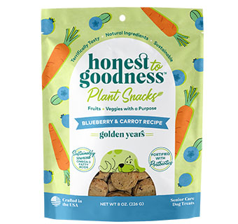 HONEST TO GOODNESS PLANT SNACKS GOLDEN YEARS BLUEBERRY & CARROT DOG TREATS 8OZ