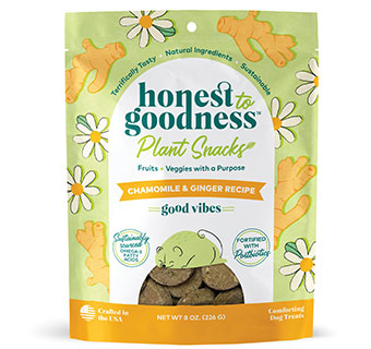 HONEST TO GOODNESS PLANT SNACKS GOOD VIBES CHAMOMILE & GINGER DOG TREATS 8OZ