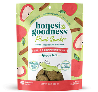 HONEST TO GOODNESS PLANT SNACKS HAPPY FEET APPLE & CINNAMON DOG TREATS 8OZ