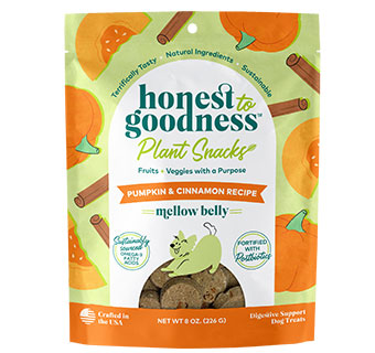 HONEST TO GOODNESS PLANT SNACKS MELLOW BELLY PUMPKIN & CINNAMON DOG TREATS 8OZ