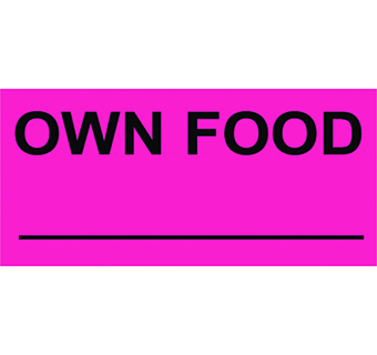 CAGE STICKER OWN FOOD 2 IN X 1 IN 520/PKG