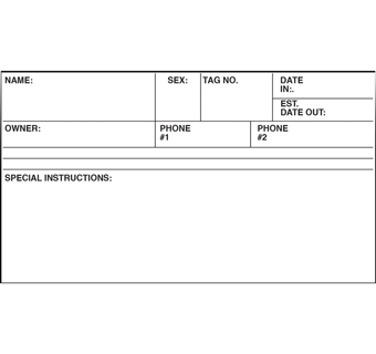 CAGE CARD WITH SPECIAL INSTRUCTIONS 100/PKG