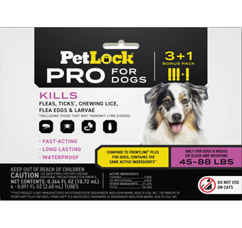 PETLOCK® PRO FLEA AND TICK FOR DOGS 45-88 LB 4/PKG
