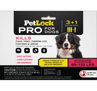 PETLOCK® PRO FLEA AND TICK FOR DOGS 89-132 LB 4/PKG