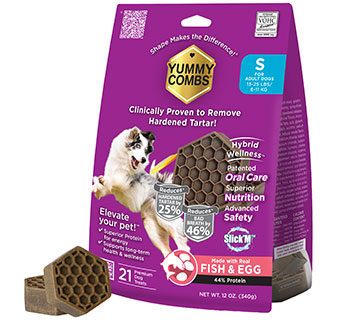 YUMMY COMBS® FISH & EGG DENTAL DOG TREATS SMALL ADULT 13-25 LB 12 OZ 1/PKG