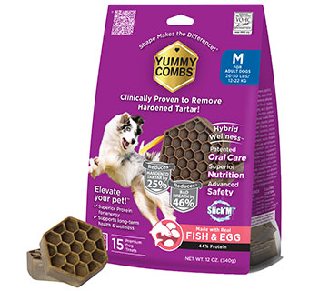 YUMMY COMBS® FISH & EGG DENTAL DOG TREATS MEDIUM ADULT 26-50 LB 12 OZ 1/PKG