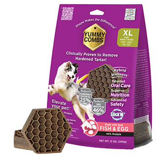YUMMY COMBS® FISH & EGG DENTAL DOG TREATS XL ADULT 100 LB+ 12 OZ 1/PKG