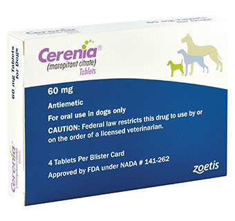CERENIA® (MAROPITANT CITRATE) TABLETS 60 MG 4 TABLETS/BLISTER CARD 10/PKG