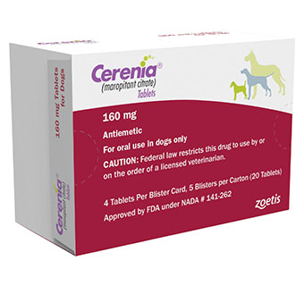 CERENIA® (MAROPITANT CITRATE) TABLETS 160 MG 4 TABLETS X 5 BLISTER CARDS/PKG