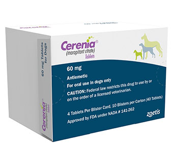 CERENIA® MAROPITANT CITRATE TABS 60MG 4 TABS/BLISTER CARD 10 BLISTER CARDS/PKG