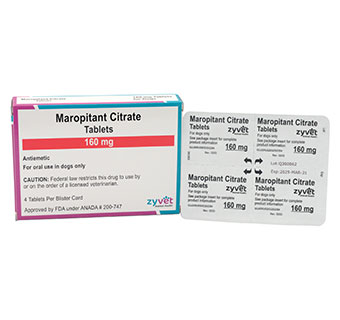 MAROPITANT CITRATE TABLETS 160 MG 4 TABLETS/BLISTER CARD (RX)