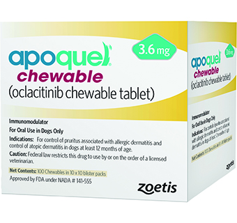 APOQUEL® CHEWABLE (OCLACITINIB CHEWABLE TABLET) 3.6MG 10 DOSES X 10/PKG (RX)