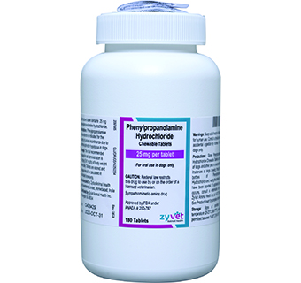 PHENYLPROPANOLAMINE HYDROCHLORIDE CHEWABLE TABLETS FOR DOGS 25 MG 180/PKG (RX)