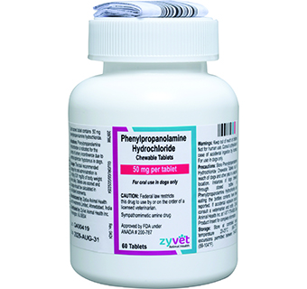 PHENYLPROPANOLAMINE HYDROCHLORIDE CHEWABLE TABLETS FOR DOGS 50 MG 60/PKG (RX)