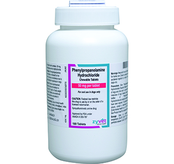 PHENYLPROPANOLAMINE HYDROCHLORIDE CHEWABLE TABLETS FOR DOGS 50 MG 180/PKG (RX)